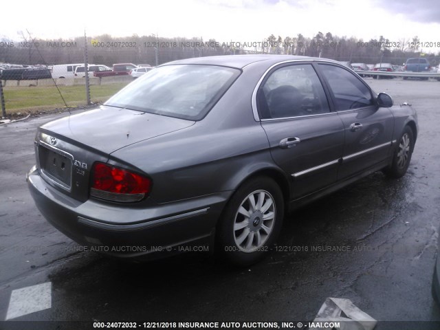 KMHWF35H22A505734 - 2002 HYUNDAI SONATA GLS/LX GRAY photo 4