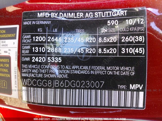 WDCGG8JB6DG023007 - 2013 MERCEDES-BENZ GLK 350 4MATIC RED photo 9