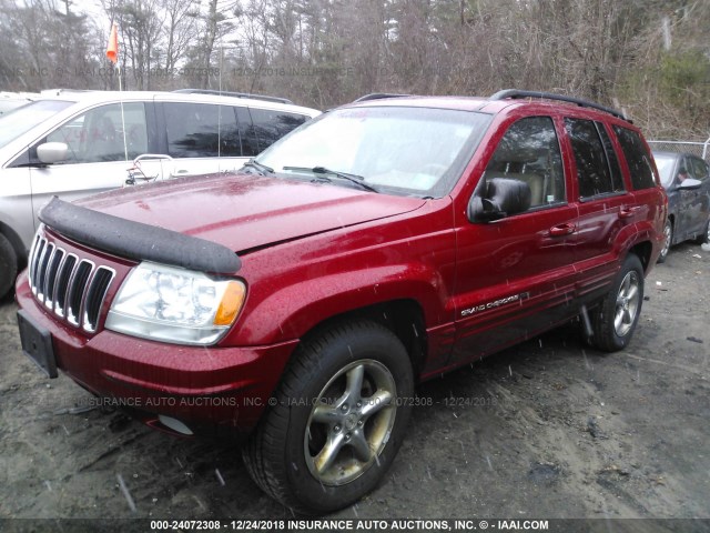 1J4GW58J52C326816 - 2002 JEEP GRAND CHEROKEE LIMITED RED photo 2
