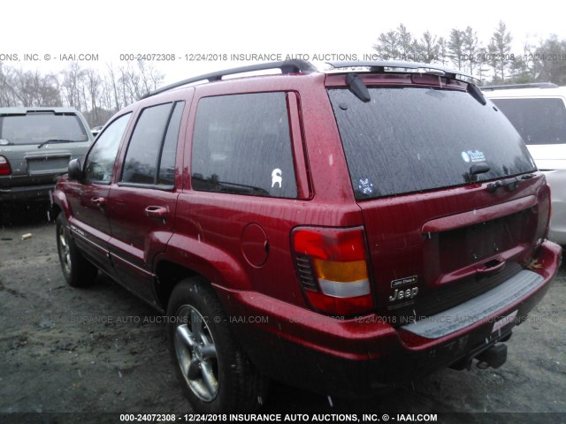 1J4GW58J52C326816 - 2002 JEEP GRAND CHEROKEE LIMITED RED photo 3