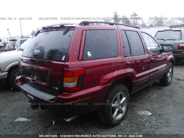1J4GW58J52C326816 - 2002 JEEP GRAND CHEROKEE LIMITED RED photo 4