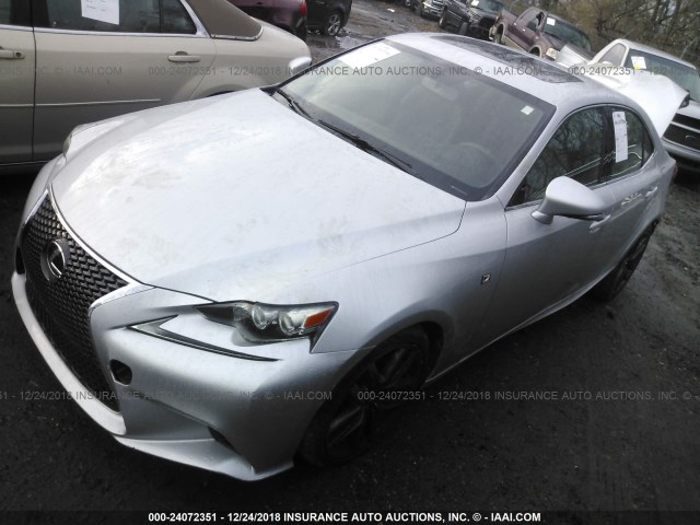 JTHBF1D24E5024352 - 2014 LEXUS IS 250 SILVER photo 2