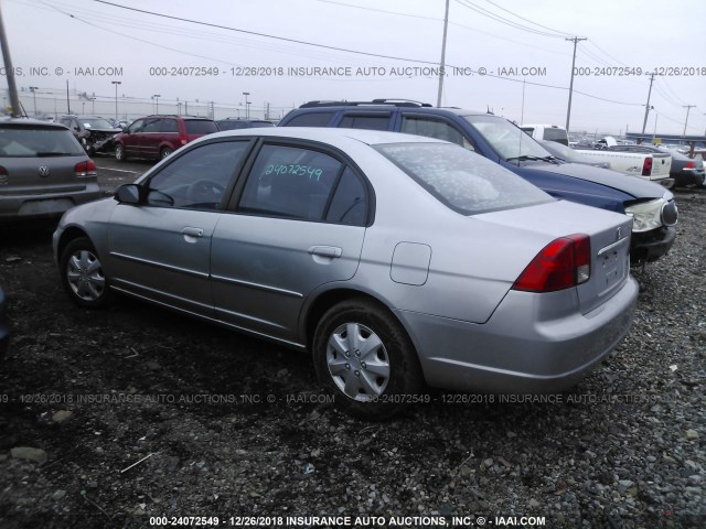 2HGES16503H560773 - 2003 HONDA CIVIC LX SILVER photo 3