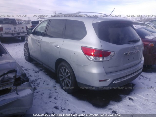 5N1AR2MM8DC637379 - 2013 NISSAN PATHFINDER S/SV/SL/PLATINUM SILVER photo 3