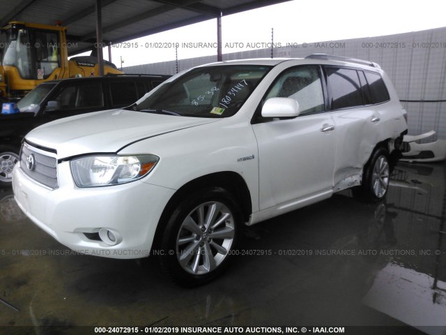 JTEEW44A992026186 - 2009 TOYOTA HIGHLANDER HYBRID LIMITED WHITE photo 2