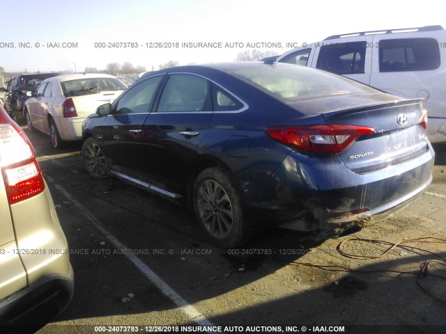 5NPE34AFXHH477623 - 2017 HYUNDAI SONATA SPORT/LIMITED BLUE photo 3