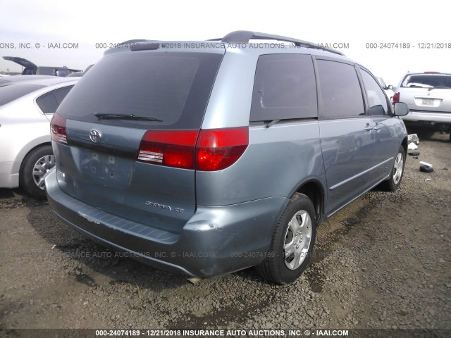 5TDZA23C25S244548 - 2005 TOYOTA SIENNA CE/LE Light Blue photo 4