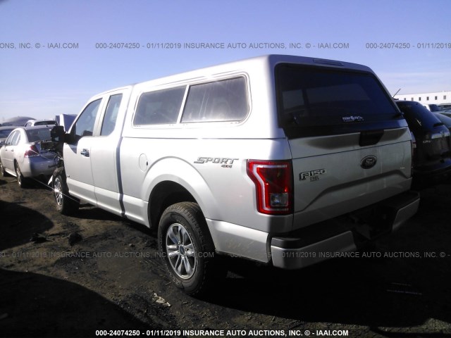 1FTEX1EPXFFD00132 - 2015 FORD F150 SUPER CAB SILVER photo 3