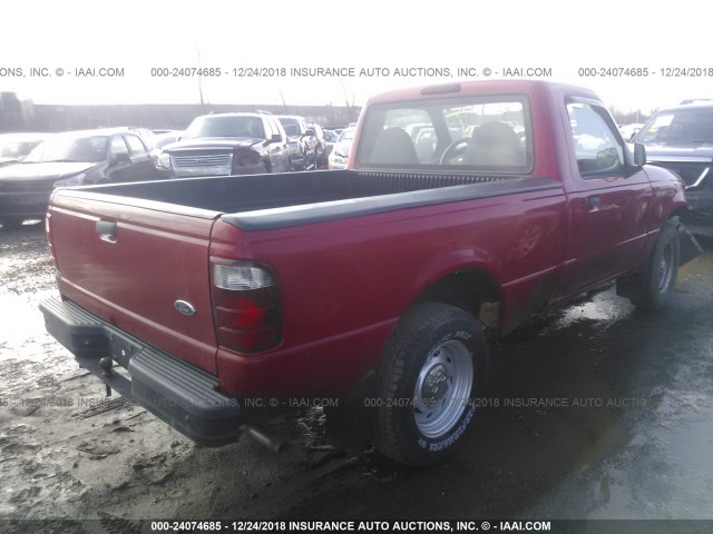 1FTYR10C11TA35106 - 2001 FORD RANGER RED photo 4