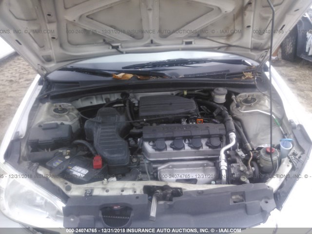 2HGES16305H563156 - 2005 HONDA CIVIC DX VP WHITE photo 10