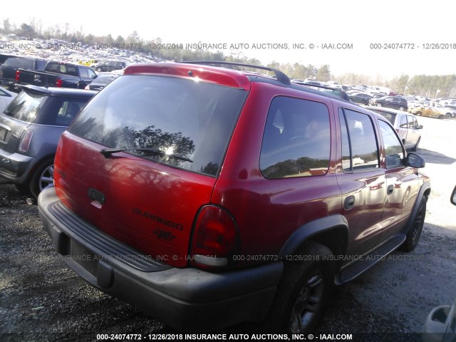 1D4HR38N93F619503 - 2003 DODGE DURANGO SPORT RED photo 4