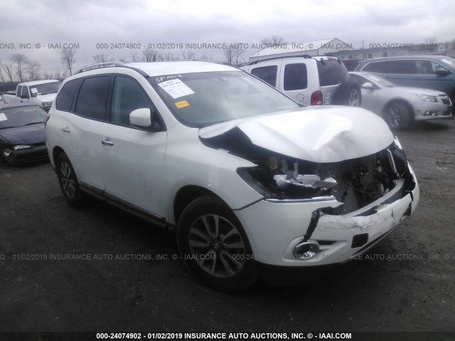 5N1AR2MM7DC663312 - 2013 NISSAN PATHFINDER S/SV/SL/PLATINUM WHITE photo 1