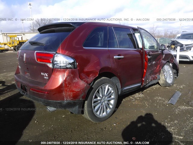 2LMDJ8JK8EBL04874 - 2014 LINCOLN MKX RED photo 4