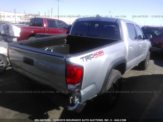 3TMCZ5AN5HM101747 - 2017 TOYOTA TACOMA DBL CAB/SR/TRDSPT/OR/PRO SILVER photo 4