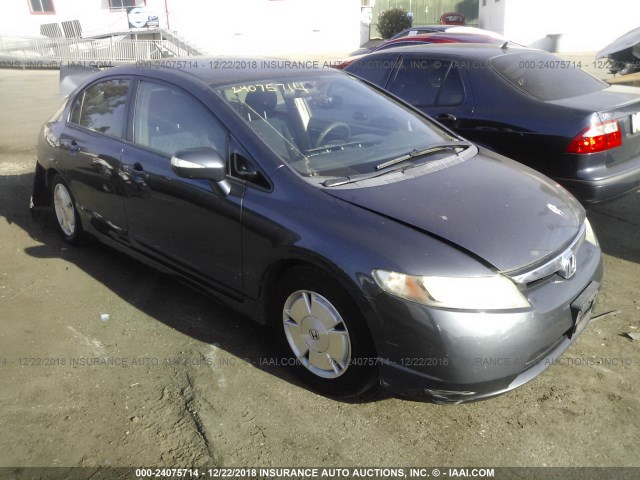 JHMFA36277S013763 - 2007 HONDA CIVIC HYBRID BLUE photo 1