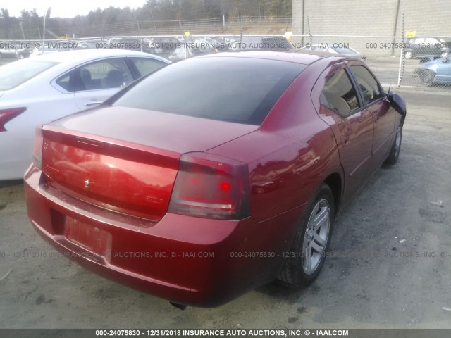 2B3KA43G57H703588 - 2007 DODGE CHARGER SE/SXT RED photo 4