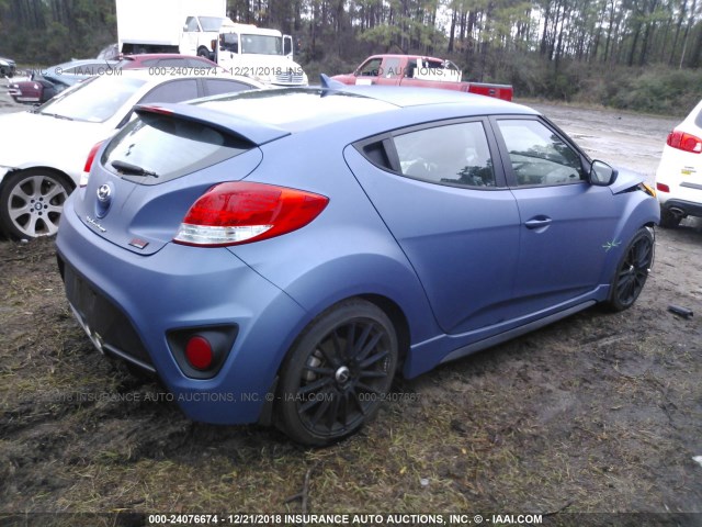 KMHTC6AE0GU260947 - 2016 HYUNDAI VELOSTER TURBO BLUE photo 4