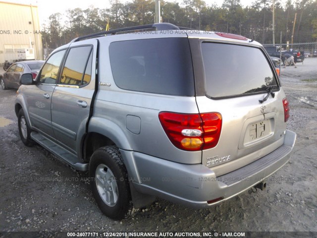 5TDZT38AX1S005539 - 2001 TOYOTA SEQUOIA LIMITED SILVER photo 3