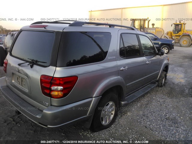 5TDZT38AX1S005539 - 2001 TOYOTA SEQUOIA LIMITED SILVER photo 4