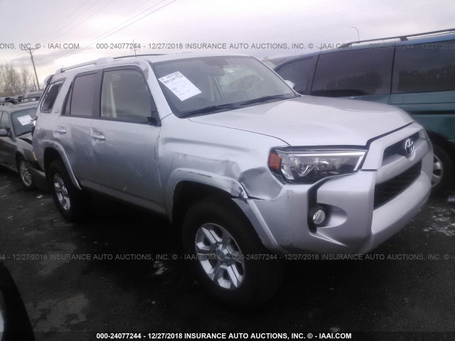 JTEBU5JRXJ5609510 - 2018 TOYOTA 4RUNNER SR5 PREM/LTDL/TRAIL/TRD SILVER photo 1