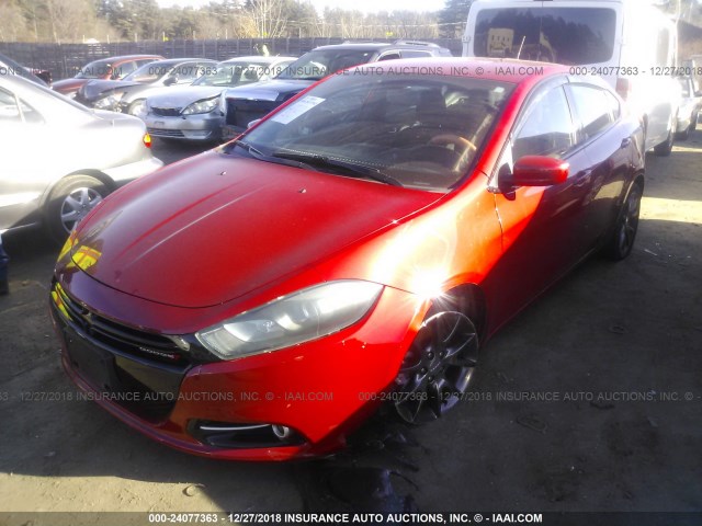 1C3CDFBB1ED700259 - 2014 DODGE DART SXT RED photo 2