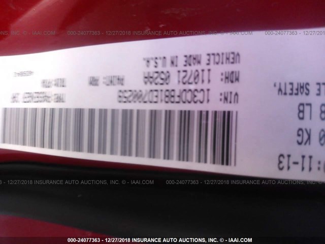 1C3CDFBB1ED700259 - 2014 DODGE DART SXT RED photo 9