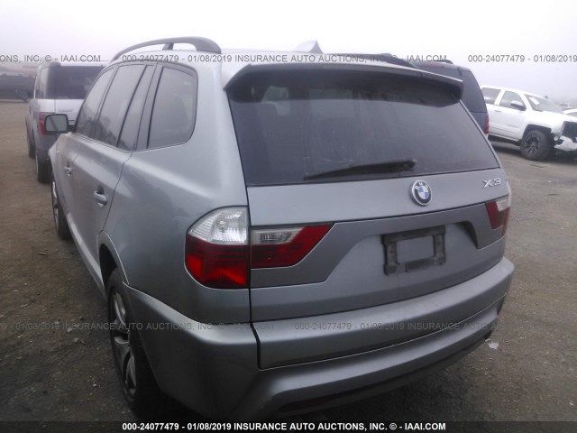 WBXPC93477WF09749 - 2007 BMW X3 3.0SI SILVER photo 3