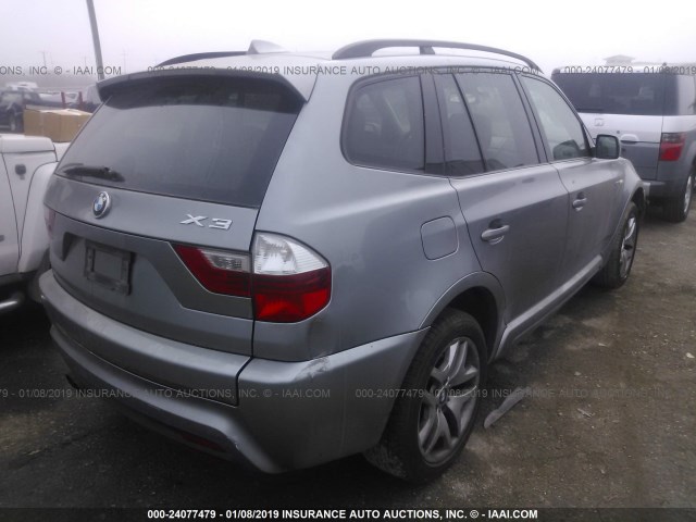 WBXPC93477WF09749 - 2007 BMW X3 3.0SI SILVER photo 4