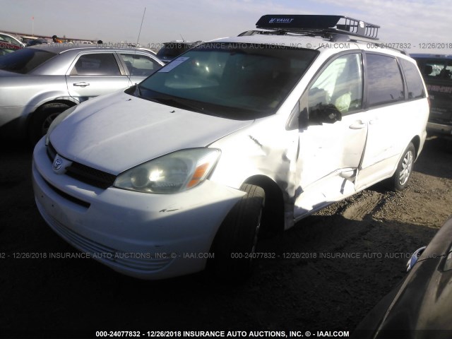 5TDZA23C75S308177 - 2005 TOYOTA SIENNA CE/LE WHITE photo 2