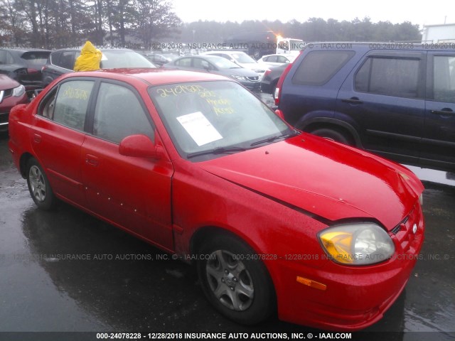 KMHCG45C45U671475 - 2005 HYUNDAI ACCENT GL RED photo 1