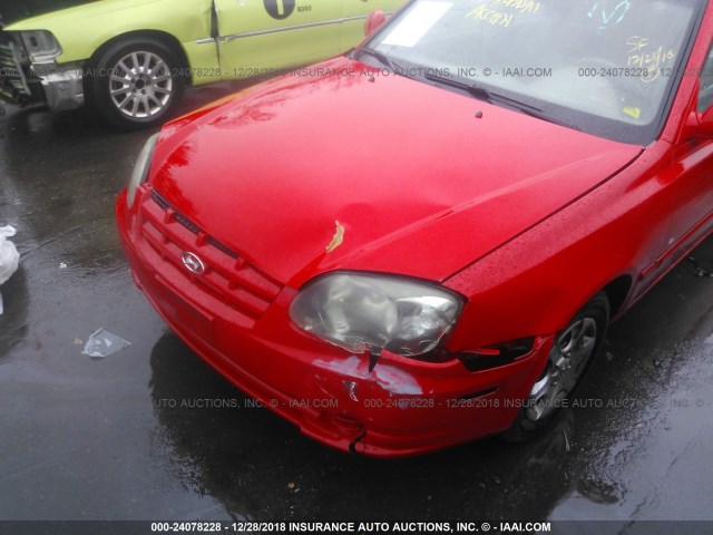 KMHCG45C45U671475 - 2005 HYUNDAI ACCENT GL RED photo 6