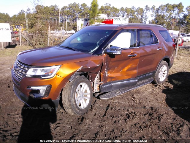 1FM5K7D87HGB28209 - 2017 FORD EXPLORER XLT ORANGE photo 2