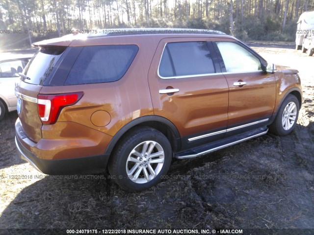 1FM5K7D87HGB28209 - 2017 FORD EXPLORER XLT ORANGE photo 4