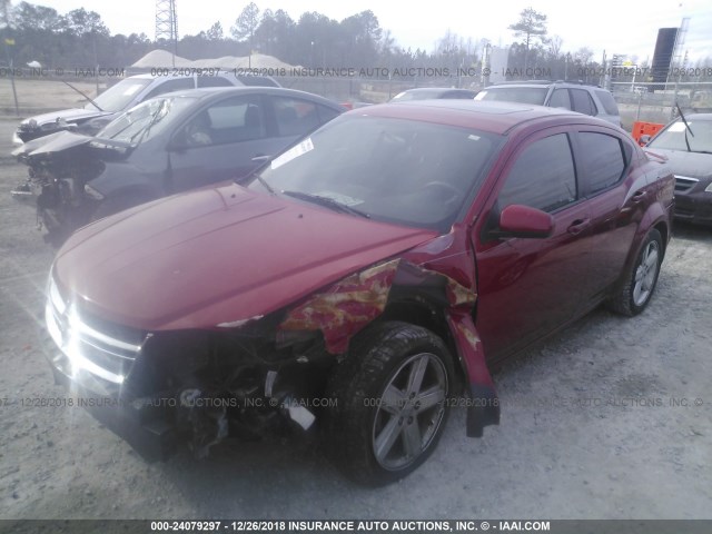 1C3CDZCB6CN144652 - 2012 DODGE AVENGER SXT RED photo 2