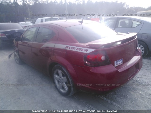 1C3CDZCB6CN144652 - 2012 DODGE AVENGER SXT RED photo 3