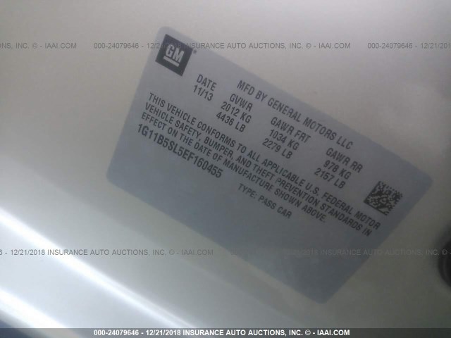 1G11B5SL5EF160455 - 2014 CHEVROLET MALIBU LS GOLD photo 9