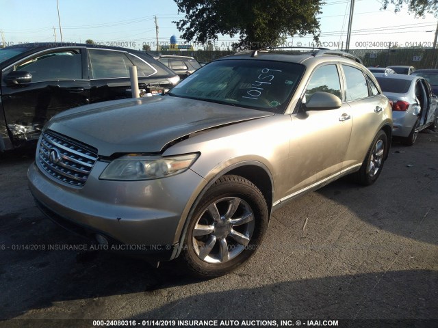 JNRAS08U95X101459 - 2005 INFINITI FX35 BEIGE photo 2