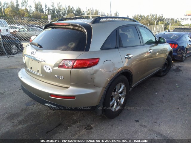 JNRAS08U95X101459 - 2005 INFINITI FX35 BEIGE photo 4