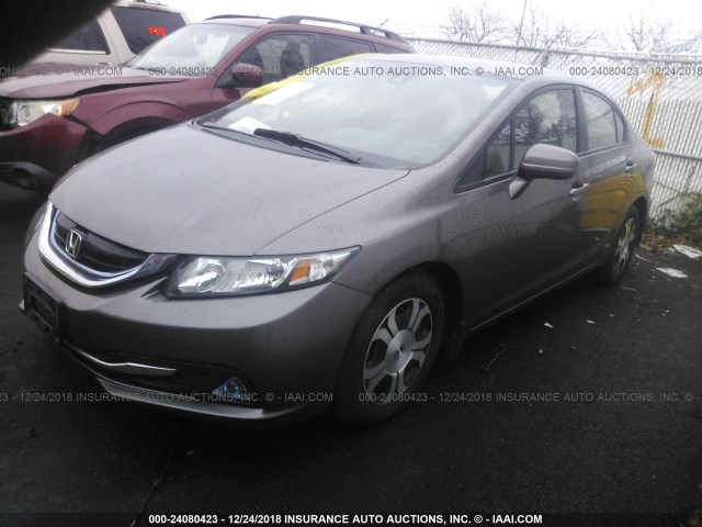 19XFB4F28EE201387 - 2014 HONDA CIVIC HYBRID GOLD photo 2