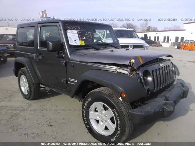 1C4GJWAG4JL928503 - 2018 JEEP WRANGLER SPORT GRAY photo 1