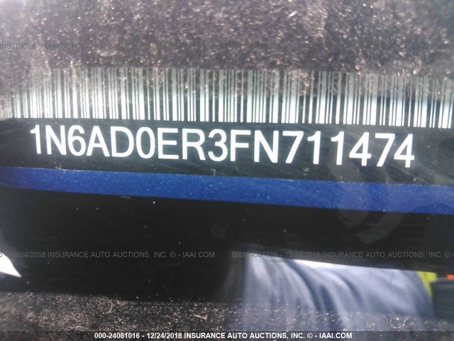 1N6AD0ER3FN711474 - 2015 NISSAN FRONTIER S/SV/SL/PRO-4X BLUE photo 9