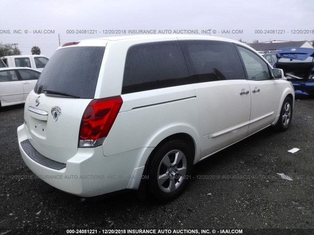 5N1BV28U78N102175 - 2008 NISSAN QUEST S/SE/SL WHITE photo 4