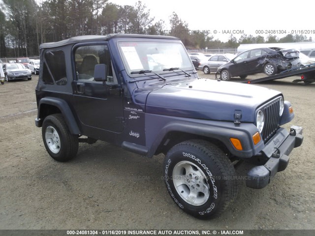 1J4FA49S21P305487 - 2001 JEEP WRANGLER / TJ SPORT BLUE photo 1