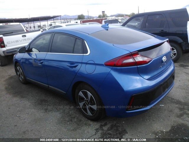 KMHC75LC8HU040421 - 2017 HYUNDAI IONIQ SEL BLUE photo 3