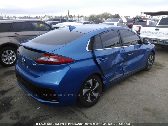 KMHC75LC8HU040421 - 2017 HYUNDAI IONIQ SEL BLUE photo 4