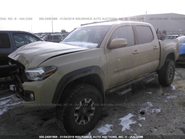 3TMCZ5AN3HM073916 - 2017 TOYOTA TACOMA DBL CAB/SR/TRDSPT/OR/PRO TAN photo 2