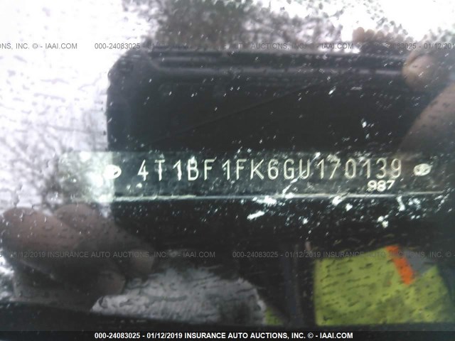 4T1BF1FK6GU170139 - 2016 TOYOTA CAMRY LE/XLE/SE/XSE BLACK photo 9