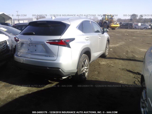 JTJBARBZ2G2051145 - 2016 LEXUS NX 200T/BASE/F SPORT SILVER photo 4