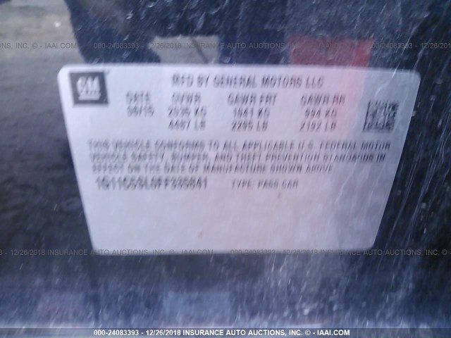 1G11C5SL0FF335841 - 2015 CHEVROLET MALIBU 1LT შავი ფოტო 9