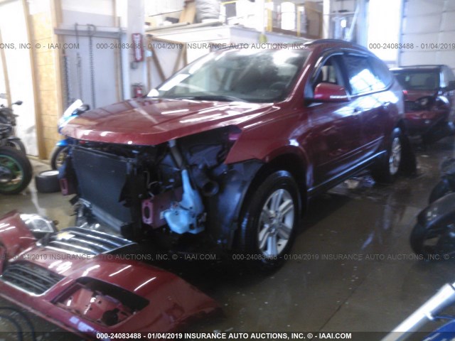 1GNKRGKD4EJ330322 - 2014 CHEVROLET TRAVERSE LT RED photo 2